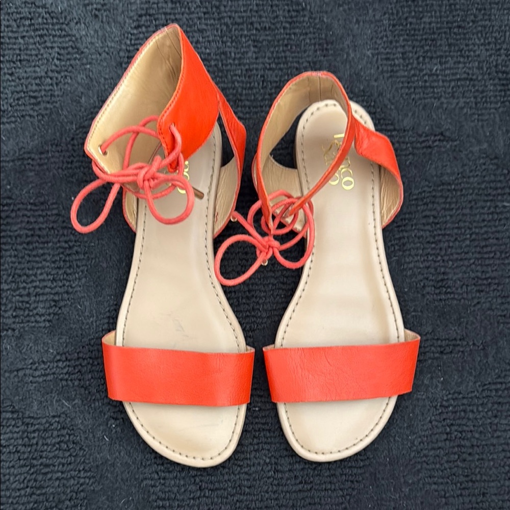 Vince Camuto Orange Flat Sandals with Ankle Strap